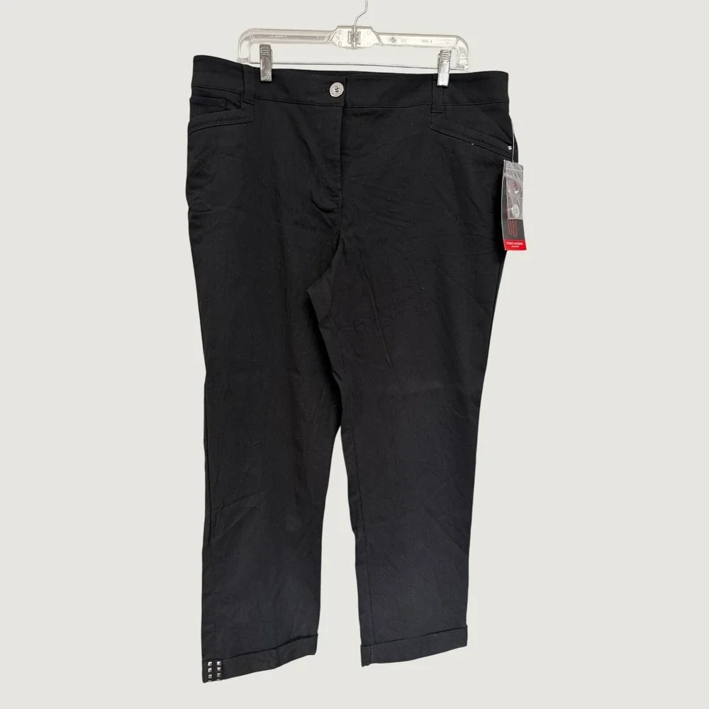 Style & Co Womens Tummy Control Ankle Pants Black Studded Hem Size 18 NEW‎